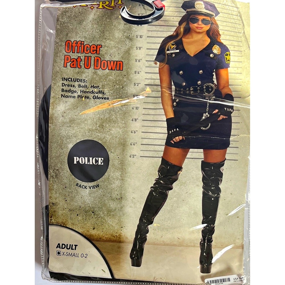 Spirit Halloween Women's XS 0-2 Officer Pat U Down Police Costume Set Navy